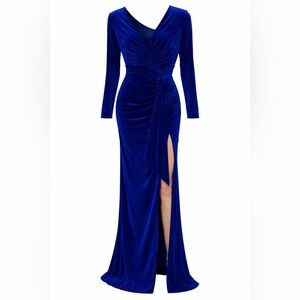 Elegant Royal Blue Velvet Dress